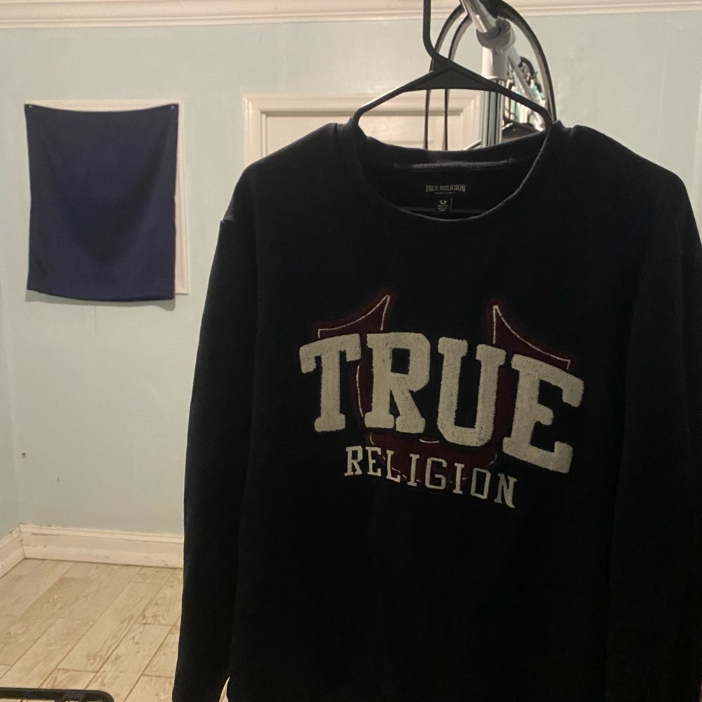 True Religion Black and Red Logo Sweatshirt